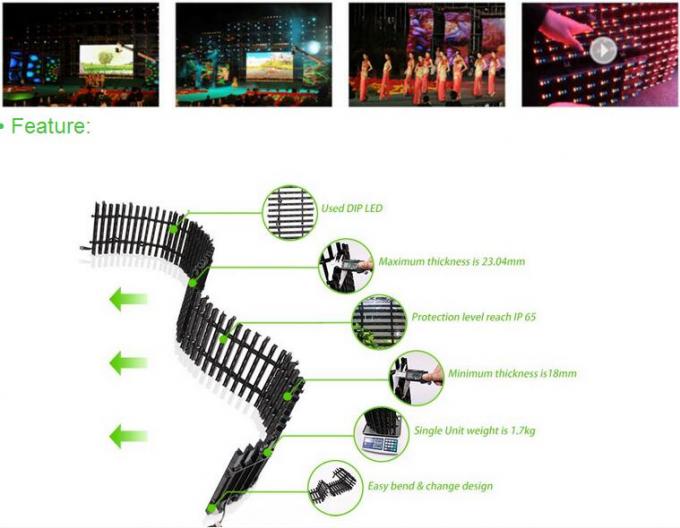 Light Weight Portable P31.25 LED Flexible Screen 130° Viewing Angle High Stable Performance
