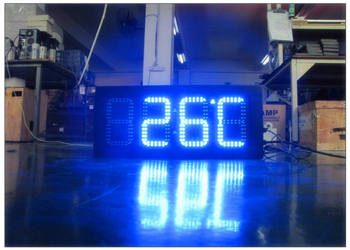 Double Sides Blue Gas Station LED Signs IR 10M RF 100M With Poos , LED Temperature Display